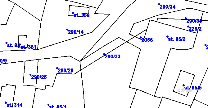 Parcela st. 290/33 v KÚ Chotýšany, Katastrální mapa