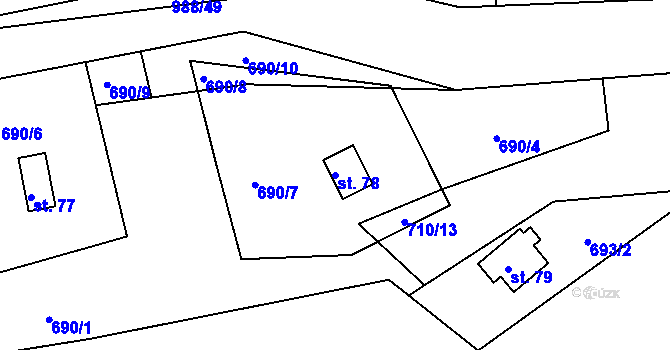 Parcela st. 78 v KÚ Městečko u Chotýšan, Katastrální mapa