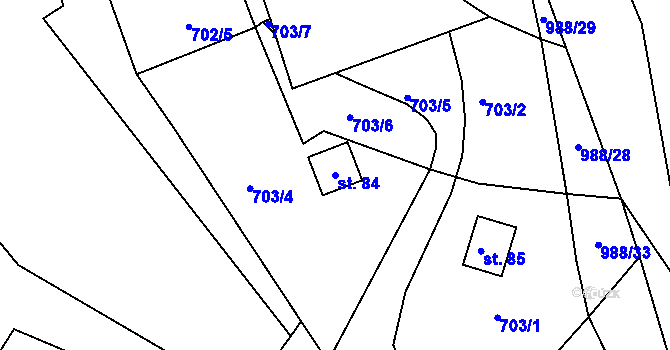 Parcela st. 84 v KÚ Městečko u Chotýšan, Katastrální mapa