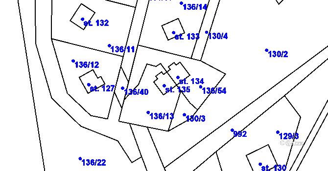 Parcela st. 135 v KÚ Městečko u Chotýšan, Katastrální mapa