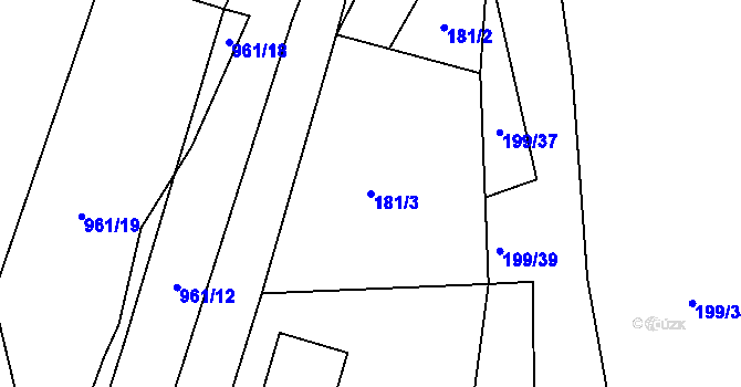 Parcela st. 181/3 v KÚ Městečko u Chotýšan, Katastrální mapa