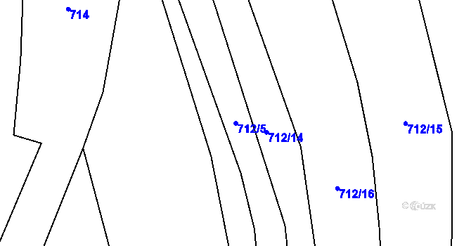 Parcela st. 712/5 v KÚ Městečko u Chotýšan, Katastrální mapa