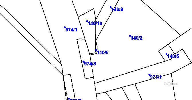 Parcela st. 140/6 v KÚ Městečko u Chotýšan, Katastrální mapa