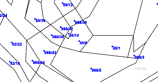 Parcela st. 59/8 v KÚ Městečko u Chotýšan, Katastrální mapa