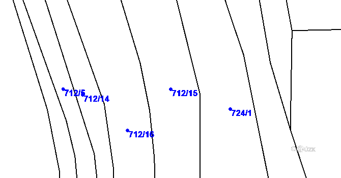 Parcela st. 712/15 v KÚ Městečko u Chotýšan, Katastrální mapa