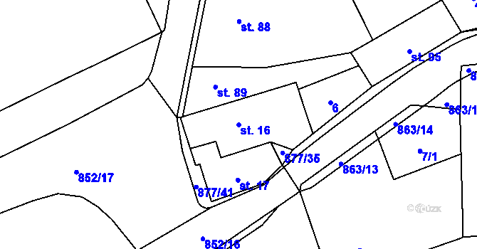 Parcela st. 16 v KÚ Choustník, Katastrální mapa