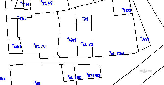 Parcela st. 72 v KÚ Choustník, Katastrální mapa