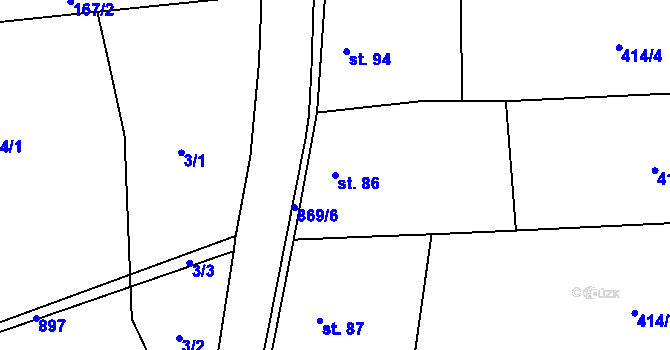 Parcela st. 86 v KÚ Choustník, Katastrální mapa