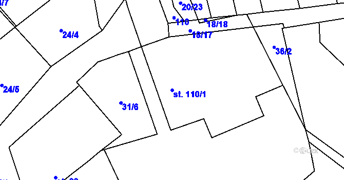 Parcela st. 110/1 v KÚ Choustník, Katastrální mapa