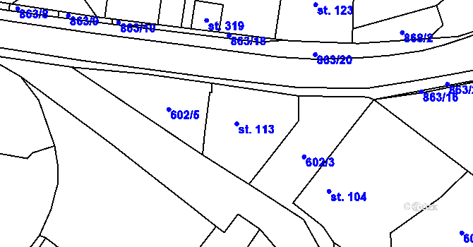 Parcela st. 113 v KÚ Choustník, Katastrální mapa