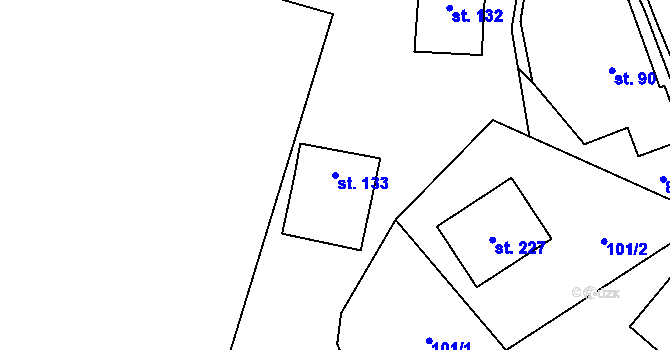 Parcela st. 133 v KÚ Choustník, Katastrální mapa