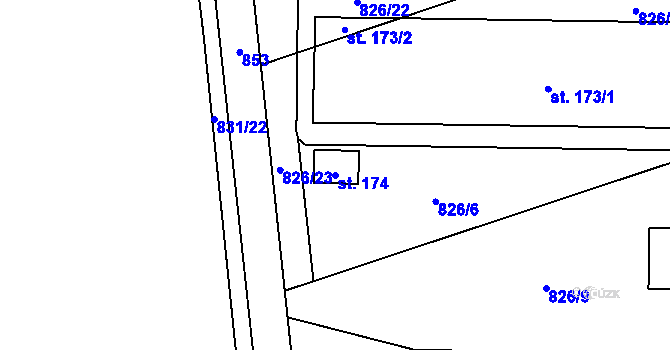 Parcela st. 174 v KÚ Choustník, Katastrální mapa
