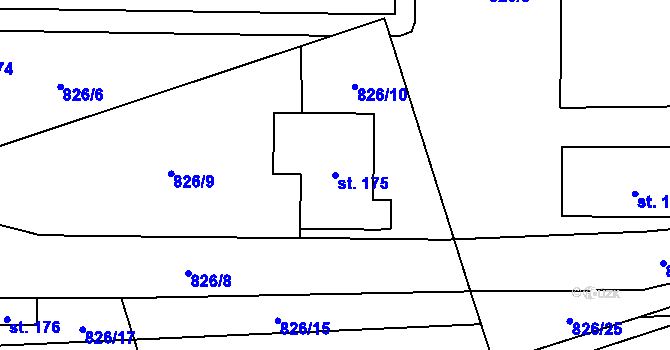 Parcela st. 175 v KÚ Choustník, Katastrální mapa