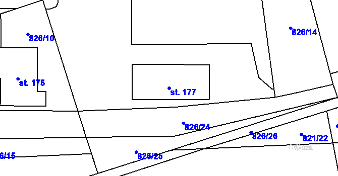 Parcela st. 177 v KÚ Choustník, Katastrální mapa