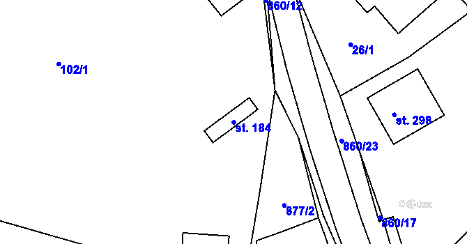 Parcela st. 184 v KÚ Choustník, Katastrální mapa