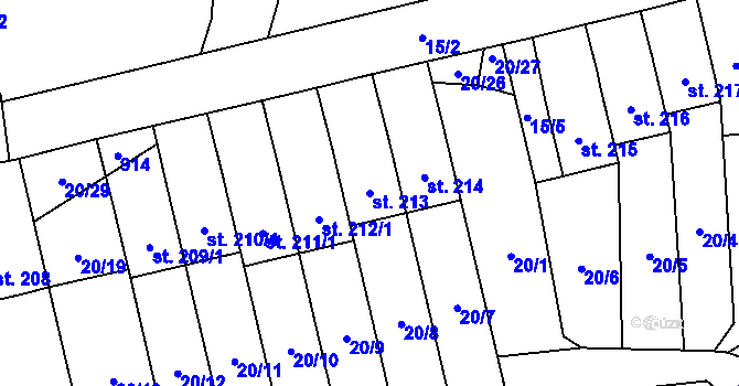 Parcela st. 213 v KÚ Choustník, Katastrální mapa