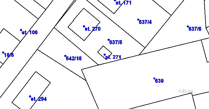 Parcela st. 271 v KÚ Choustník, Katastrální mapa