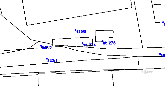 Parcela st. 274 v KÚ Choustník, Katastrální mapa