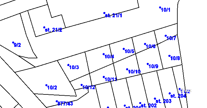Parcela st. 10/4 v KÚ Choustník, Katastrální mapa