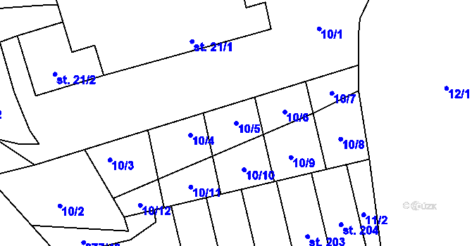 Parcela st. 10/5 v KÚ Choustník, Katastrální mapa