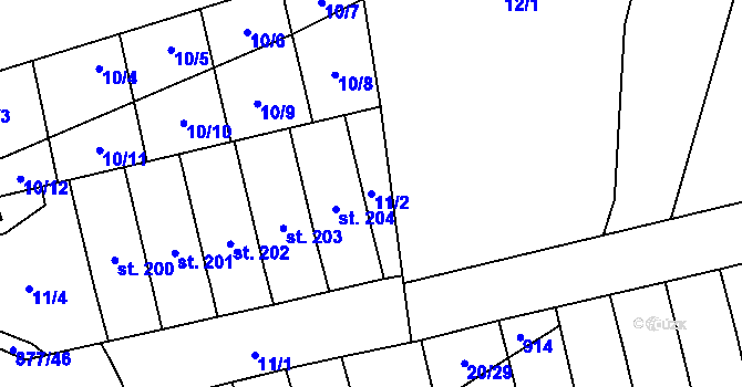 Parcela st. 11/2 v KÚ Choustník, Katastrální mapa