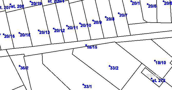 Parcela st. 18/15 v KÚ Choustník, Katastrální mapa
