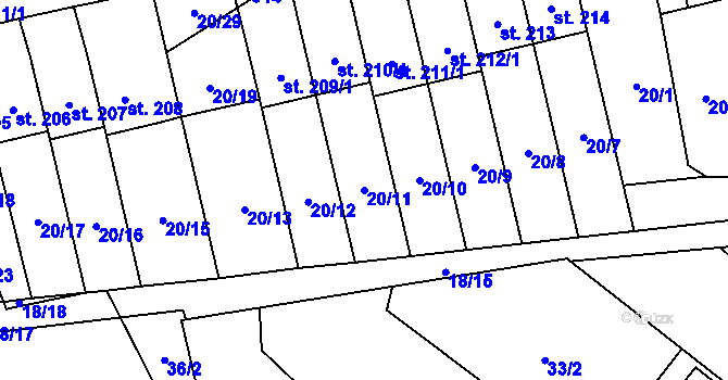 Parcela st. 20/11 v KÚ Choustník, Katastrální mapa