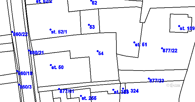 Parcela st. 54 v KÚ Choustník, Katastrální mapa