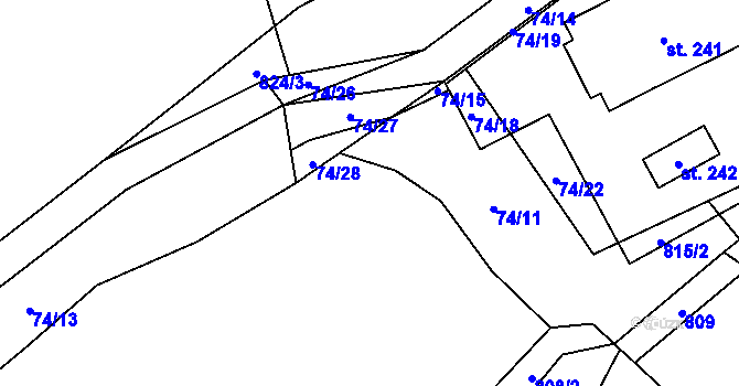 Parcela st. 74/11 v KÚ Choustník, Katastrální mapa