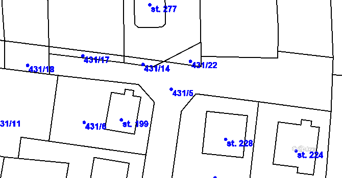 Parcela st. 431/5 v KÚ Choustník, Katastrální mapa