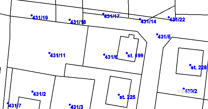 Parcela st. 431/6 v KÚ Choustník, Katastrální mapa