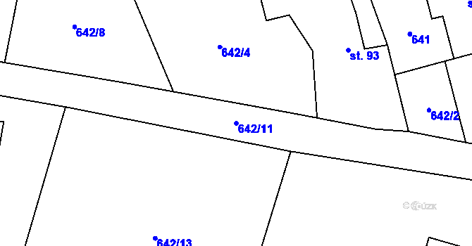 Parcela st. 642/11 v KÚ Choustník, Katastrální mapa