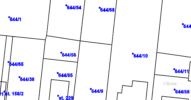 Parcela st. 644/9 v KÚ Choustník, Katastrální mapa