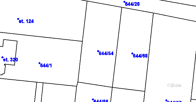 Parcela st. 644/54 v KÚ Choustník, Katastrální mapa