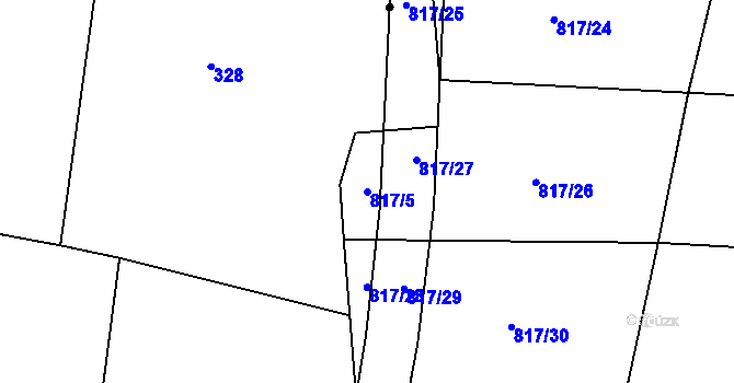 Parcela st. 817/5 v KÚ Choustník, Katastrální mapa