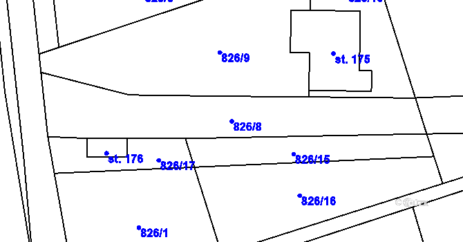Parcela st. 826/8 v KÚ Choustník, Katastrální mapa