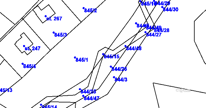 Parcela st. 845/15 v KÚ Choustník, Katastrální mapa