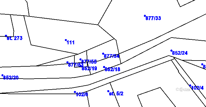 Parcela st. 877/54 v KÚ Choustník, Katastrální mapa