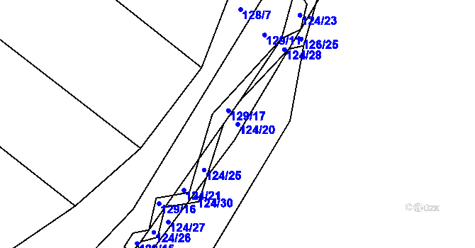 Parcela st. 124/20 v KÚ Choustník, Katastrální mapa