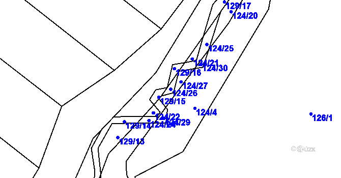 Parcela st. 124/26 v KÚ Choustník, Katastrální mapa