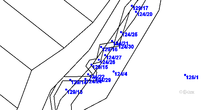 Parcela st. 124/27 v KÚ Choustník, Katastrální mapa