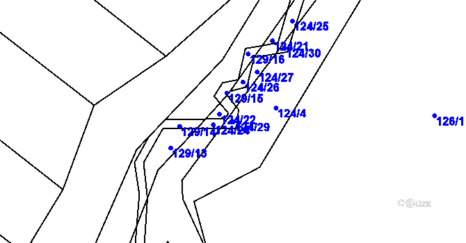 Parcela st. 124/29 v KÚ Choustník, Katastrální mapa