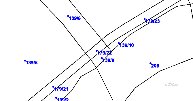 Parcela st. 179/22 v KÚ Choustník, Katastrální mapa