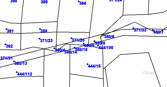 Parcela st. 380/6 v KÚ Choustník, Katastrální mapa
