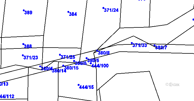 Parcela st. 380/8 v KÚ Choustník, Katastrální mapa