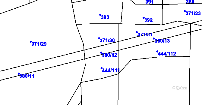 Parcela st. 380/12 v KÚ Choustník, Katastrální mapa