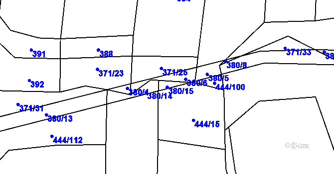 Parcela st. 380/15 v KÚ Choustník, Katastrální mapa