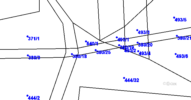 Parcela st. 380/25 v KÚ Choustník, Katastrální mapa