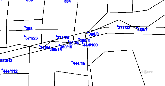 Parcela st. 444/100 v KÚ Choustník, Katastrální mapa