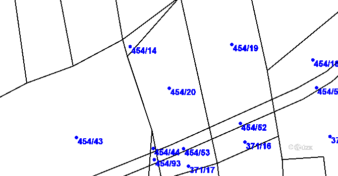 Parcela st. 454/20 v KÚ Choustník, Katastrální mapa
